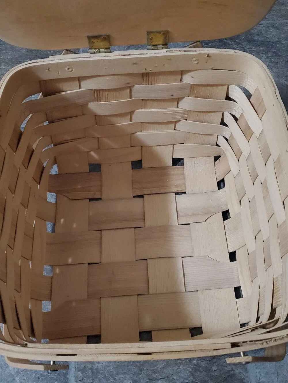 Basketville Double Pie Wood Basket for with Floral Design - Natural